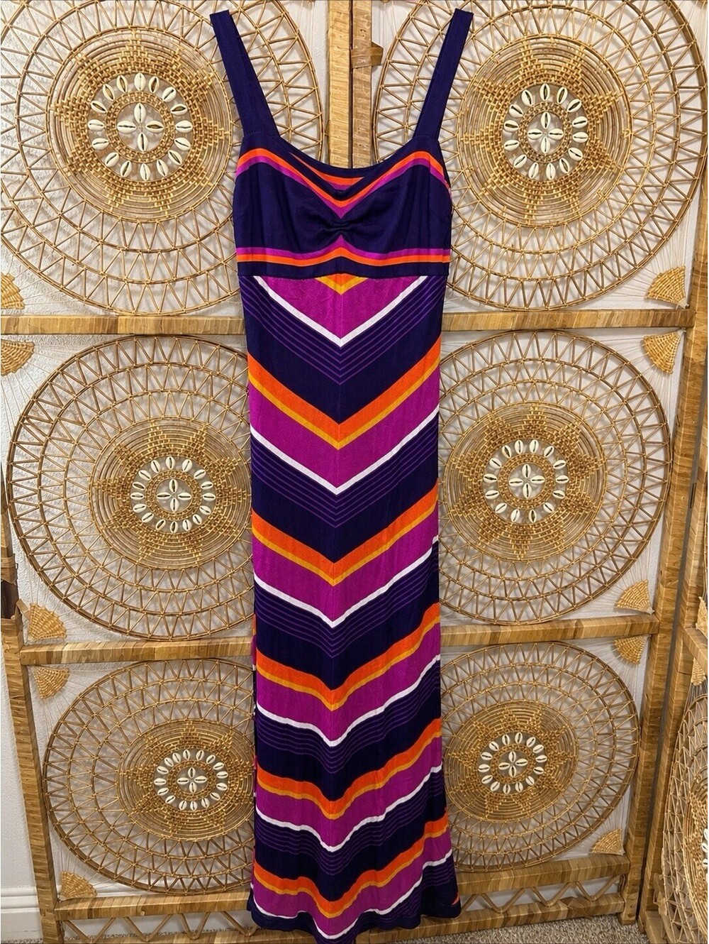 Trina Turk purple blue orange striped dress